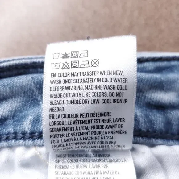 American Eagle Skinny Jeans Mens 32x34 Blue Light Wash Airflex Distressed Y2K - Picture 13 of 13